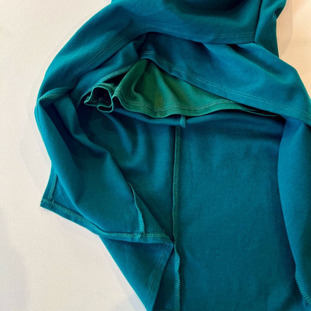 Lulu's Fitted Teal Emerald Green Mid Length Dress Straps Side Slit Extra Small - Picture 10 of 13